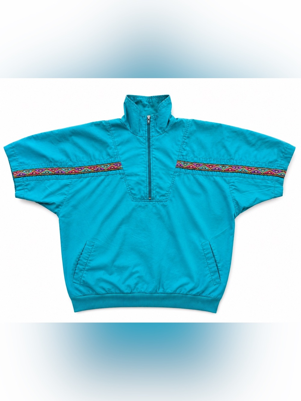 Bocoo Teal Dolman Sleeve Pullover Vintage Windbreaker Mock neck Jacket Gorpcore